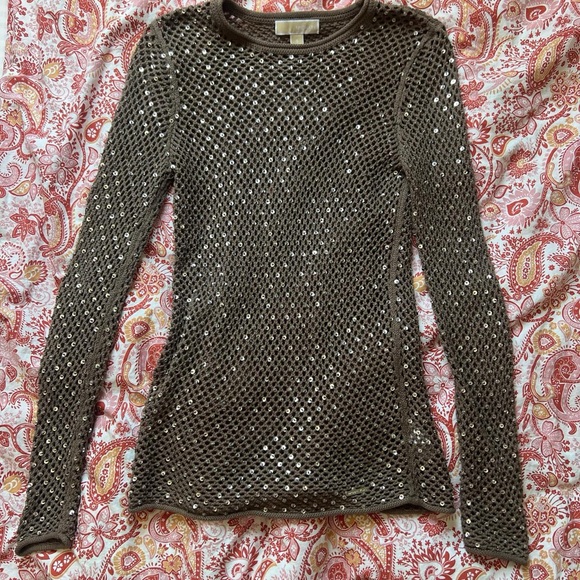 Michael Kors Mesh Long Sleeve Blouse - Picture 1 of 6